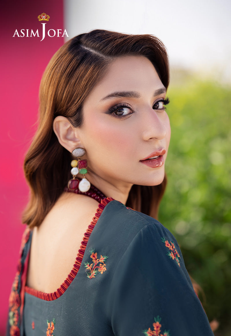 ASIM JOFA-3PC DHANAK EMBROIDERED SHIRT WITH DHANAK EMBROIDERED SHAWL AND TROUSER V677