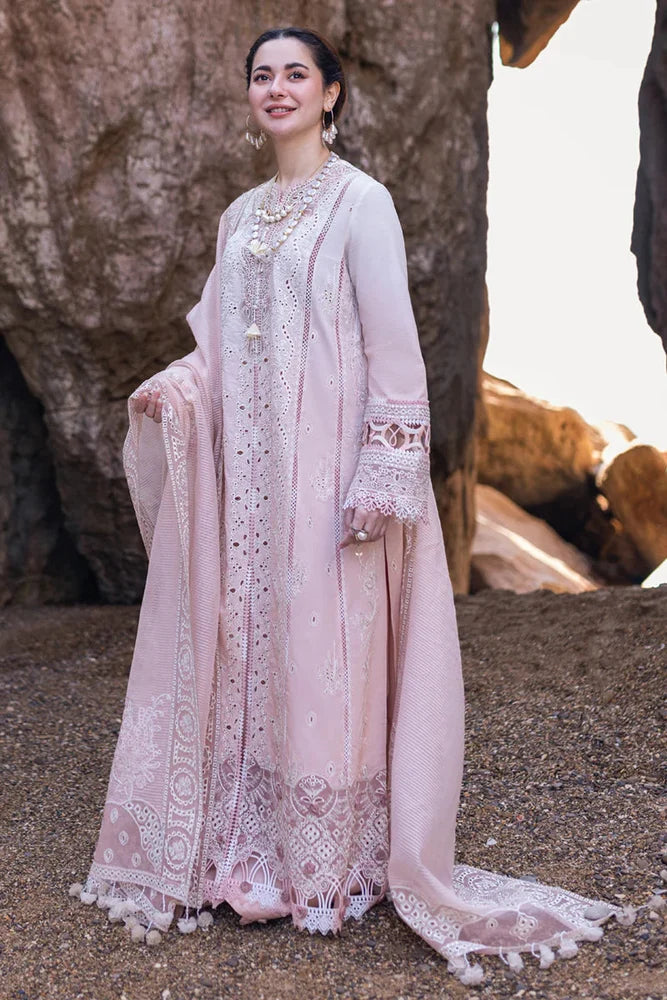 - 3PC LAWN EMBROIDERED SHIRT WITH ORGANZA EMBROIDERED DUPATTA AND TROUSER - HZG2180