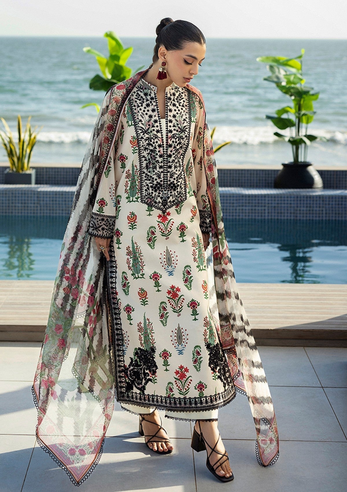 EMBROIDERED PRINTED UNSTITCHED LILEN  203