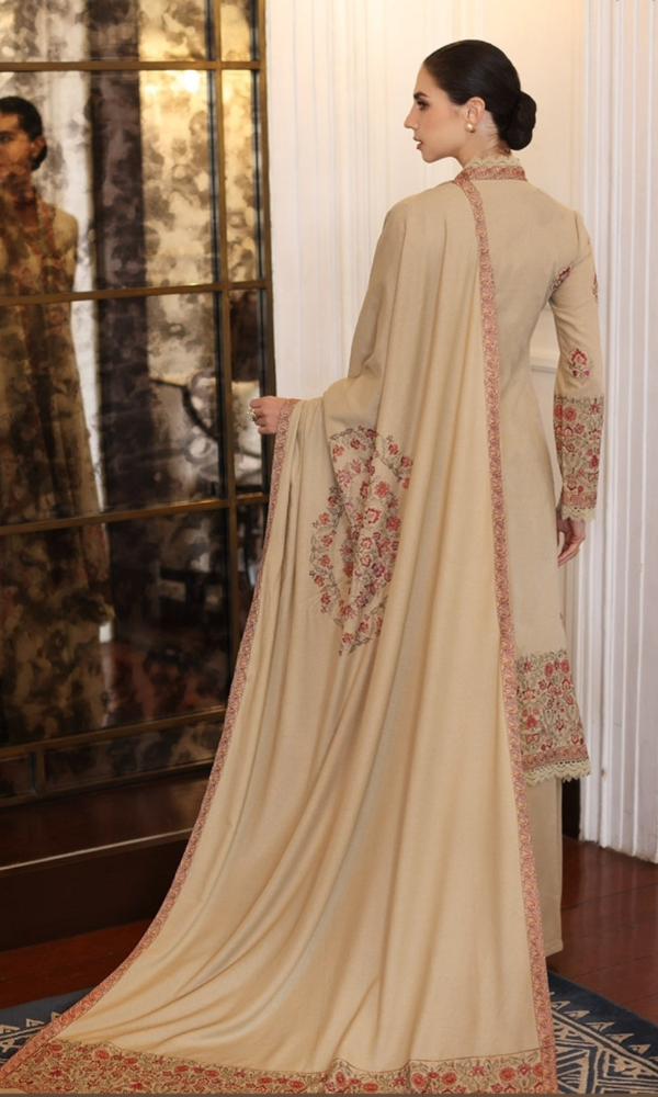 3PC Embroidered With Dhanak Shawl Embroidered-