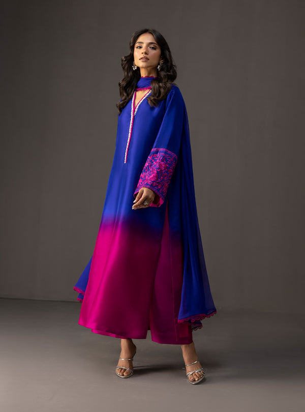 Zainab Chottani - 3 Piece Unstitched Embroidered and Printed SIlk Suit 230