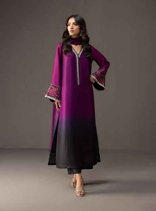 Zainab Chottani - 3 Piece Unstitched Embroidered and Printed SIlk Suit 226