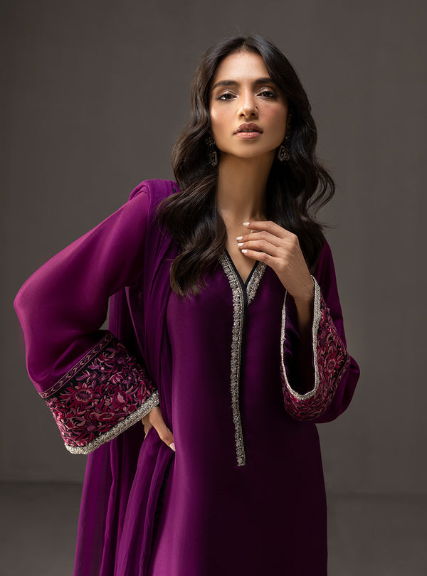 Zainab Chottani - 3 Piece Unstitched Embroidered and Printed SIlk Suit 226