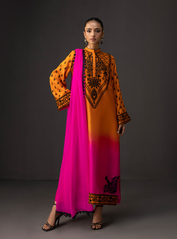 Zainab Chottani - 3 Piece Unstitched Embroidered and Printed SIlk Suit 228