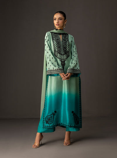 Zainab Chottani - 3 Piece Unstitched Embroidered and Printed SIlk Suit 227