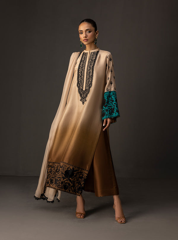Zainab Chottani - 3 Piece Unstitched Embroidered and Printed SIlk Suit 229