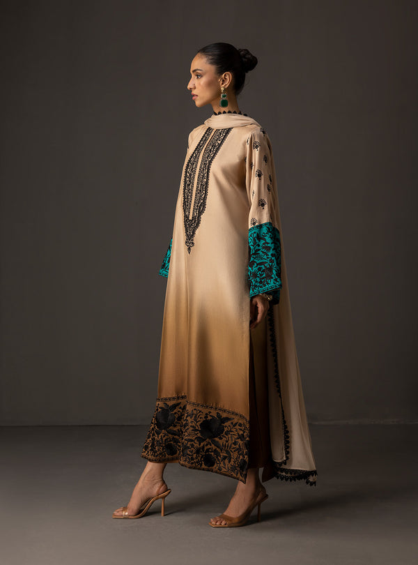 Zainab Chottani - 3 Piece Unstitched Embroidered and Printed SIlk Suit 229