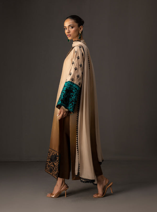 Zainab Chottani - 3 Piece Unstitched Embroidered and Printed SIlk Suit 229