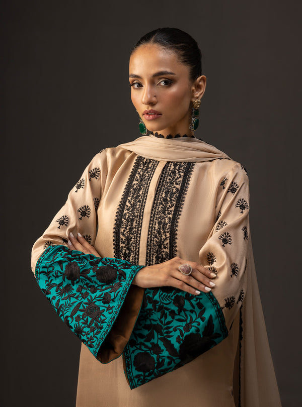 Zainab Chottani - 3 Piece Unstitched Embroidered and Printed SIlk Suit 229
