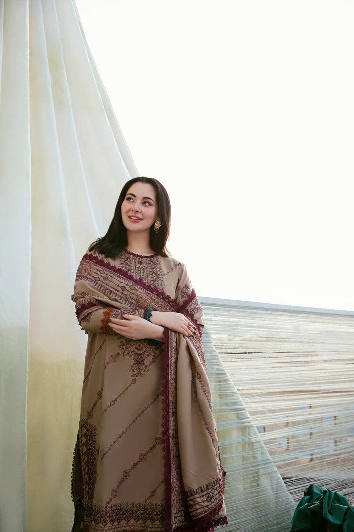 FLORENT-3PC DHANAK EMBROIDERED UNSTICHED SUIT V258