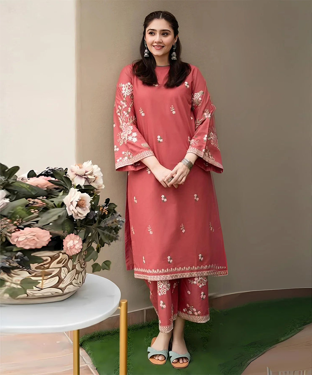 2PC DHANAK EMBROIDERED SHIRT AND TROUSER-103