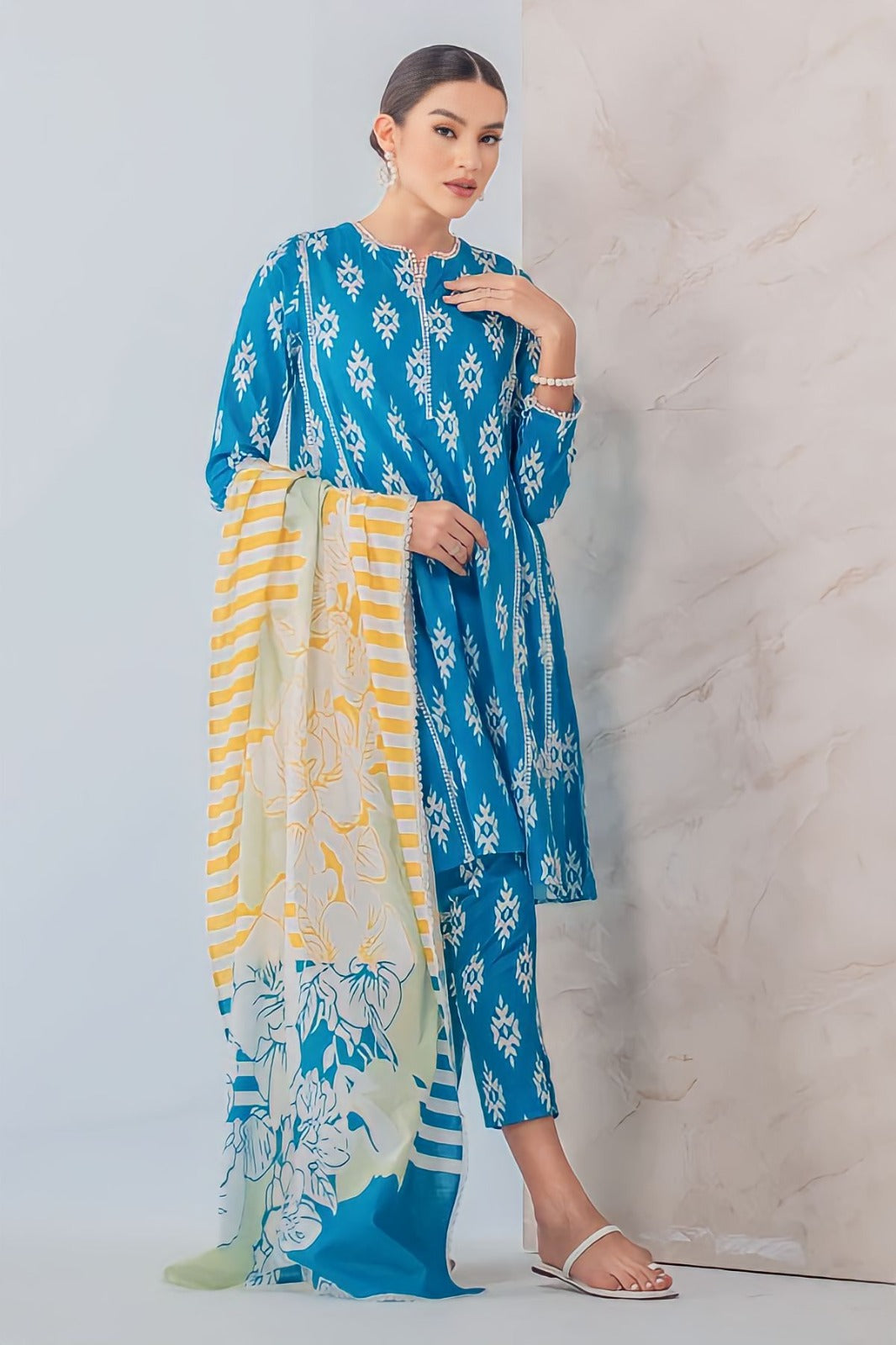 3 Piece Printed Lawn Shirt with Printed Monar Dupatta CH144