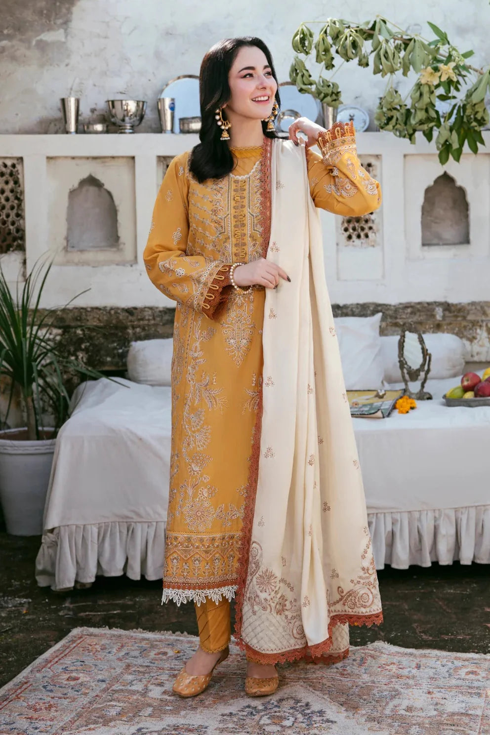 FLORENT - 3PC DHANAK EMBROIDERED UNSTITCHED DRESS - 222