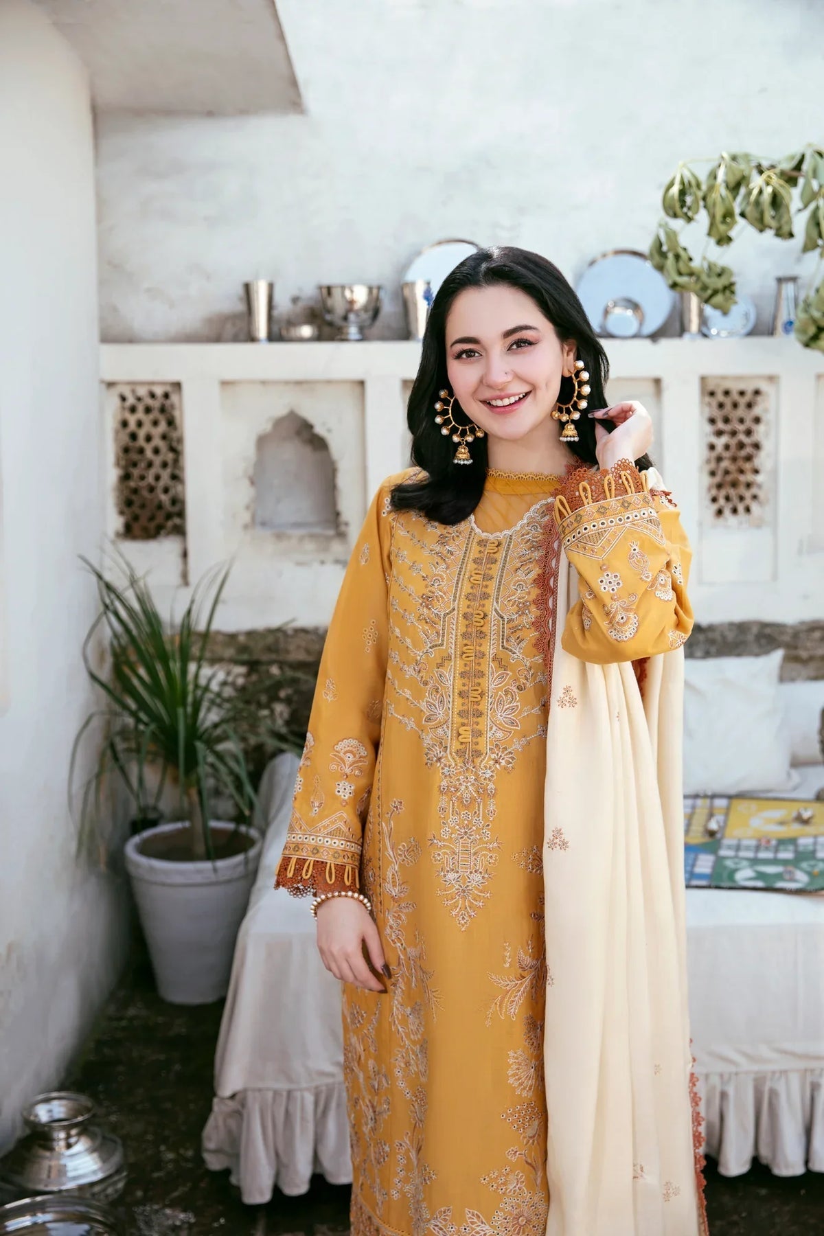 FLORENT - 3PC DHANAK EMBROIDERED UNSTITCHED DRESS - 222