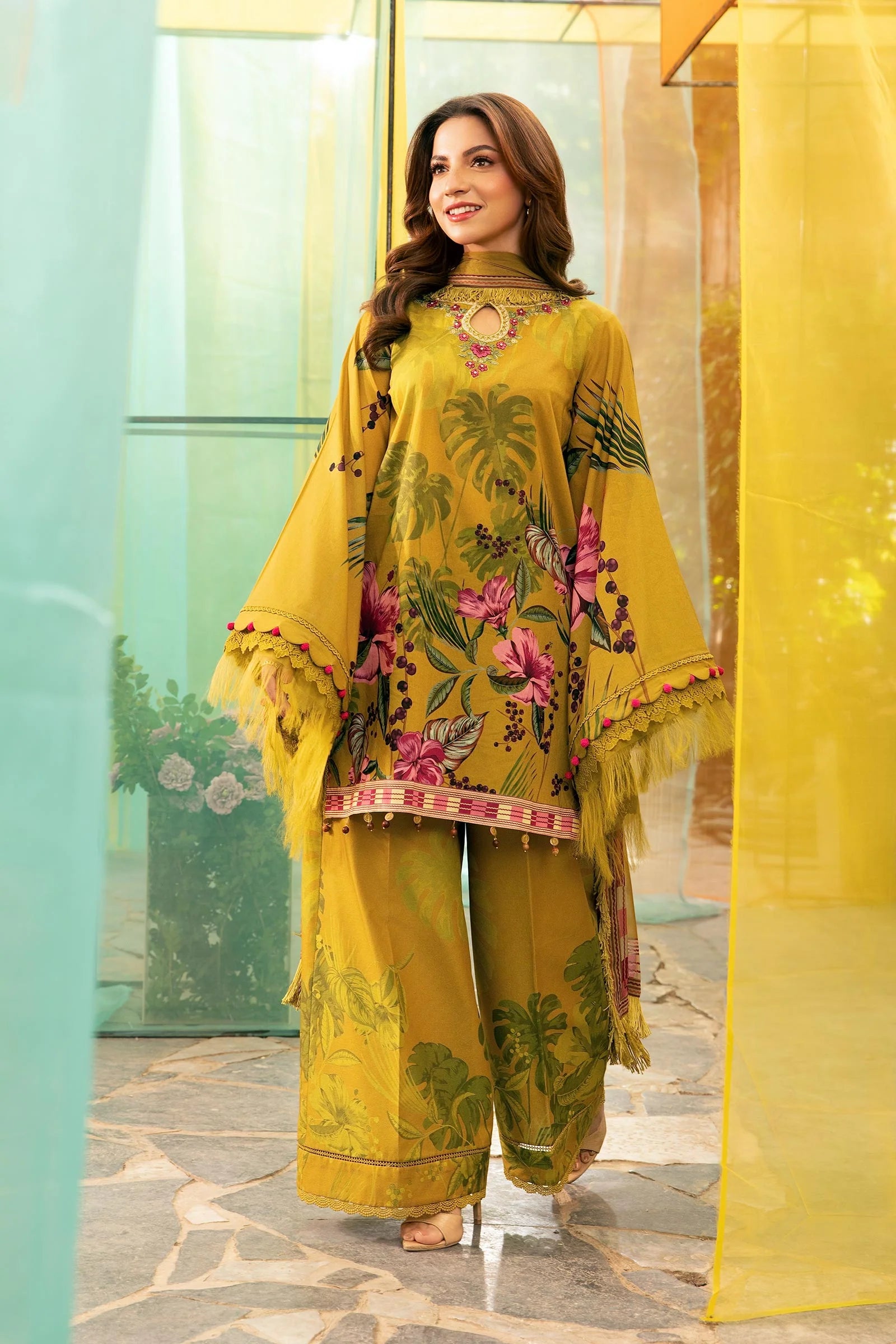 3Pc Digital Printed Lawn Shirt with Printed Dupatta MB 484