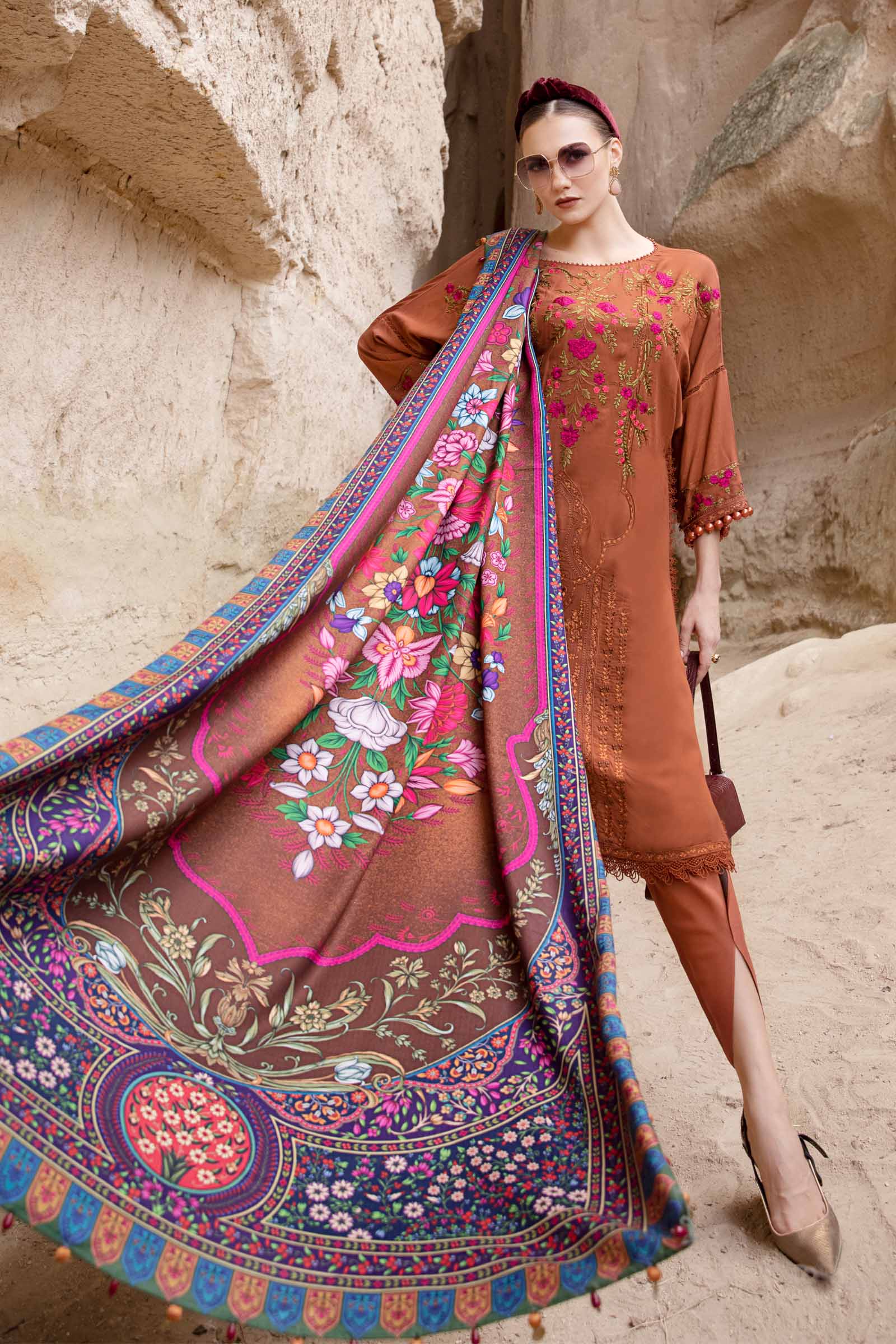 DHANAK UNSTITCHED 3PC SUTE - 234