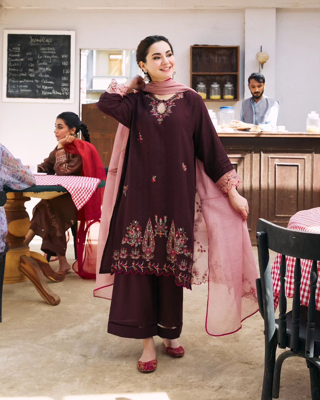 Dhanak-3PC UNSTITCHED Embroidered Shirt with Organza Embroidered Dupatta- 225