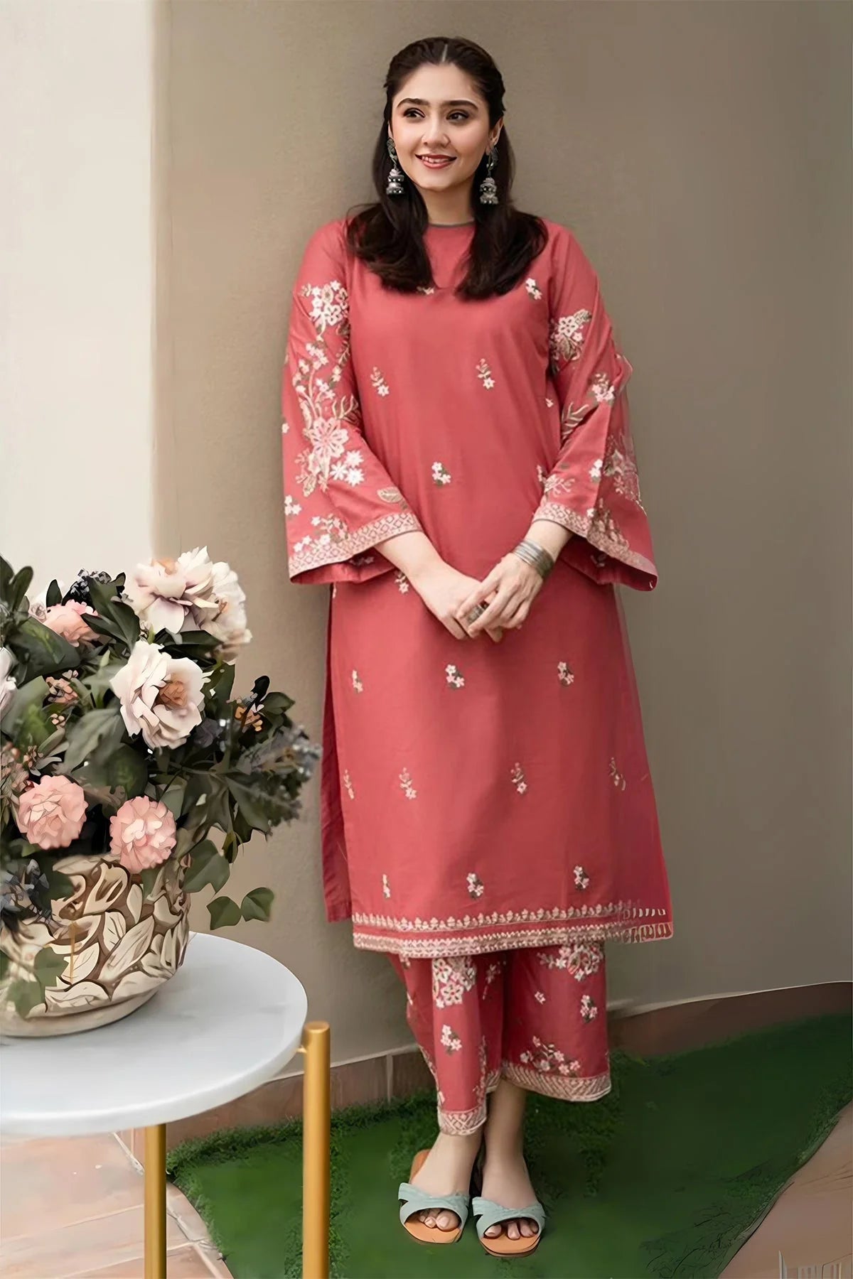 2PC DHANAK EMBROIDERED SHIRT AND TROUSER-103