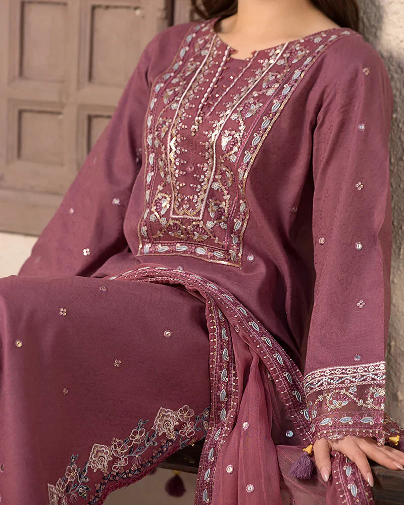 Dhanak-3PC Embroidered Shirt with Chiffon Embroidered Dupatta-111