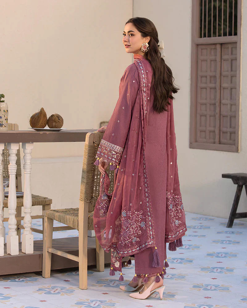 Dhanak-3PC Embroidered Shirt with Chiffon Embroidered Dupatta-111