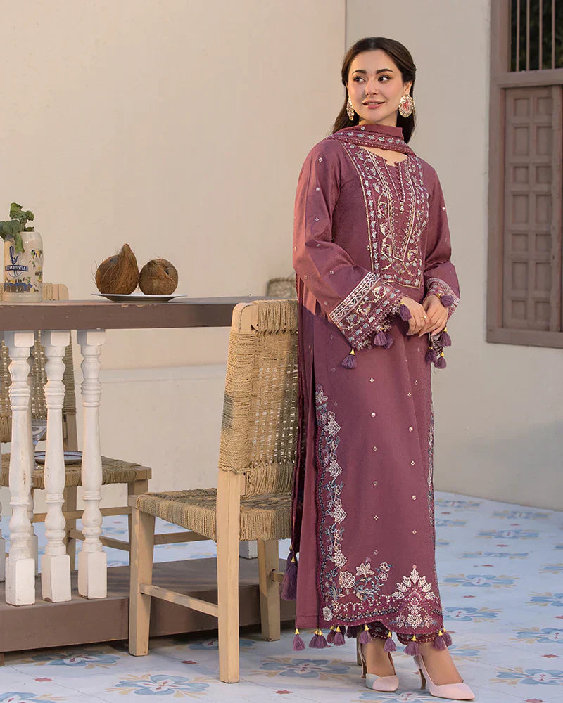 Dhanak-3PC Embroidered Shirt with Chiffon Embroidered Dupatta-111