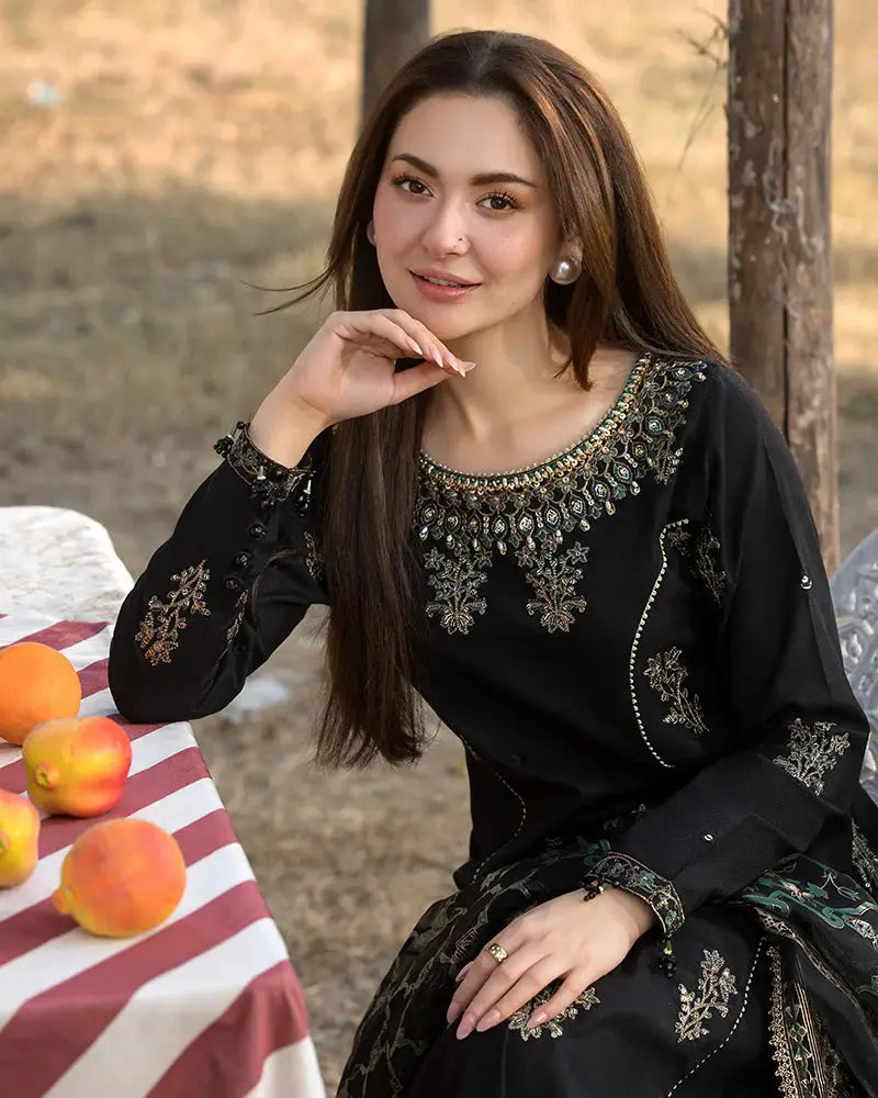 Dhanak -3PC Embroidered Shirt with Digital Printed Silk Dupatta-109