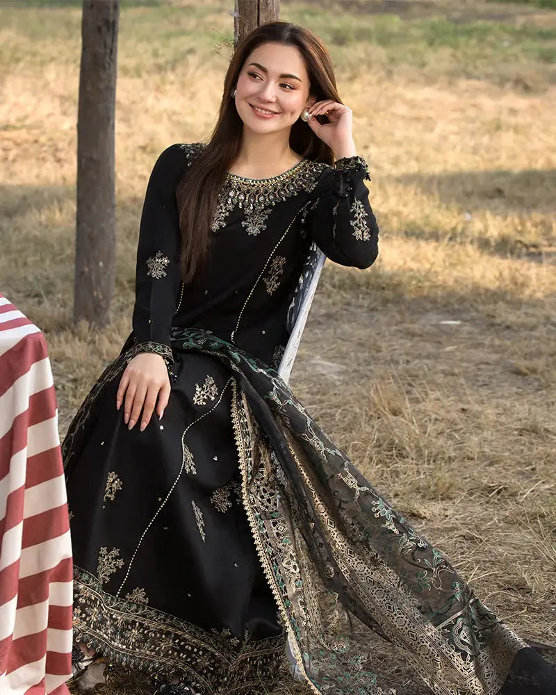 Dhanak -3PC Embroidered Shirt with Digital Printed Silk Dupatta-109