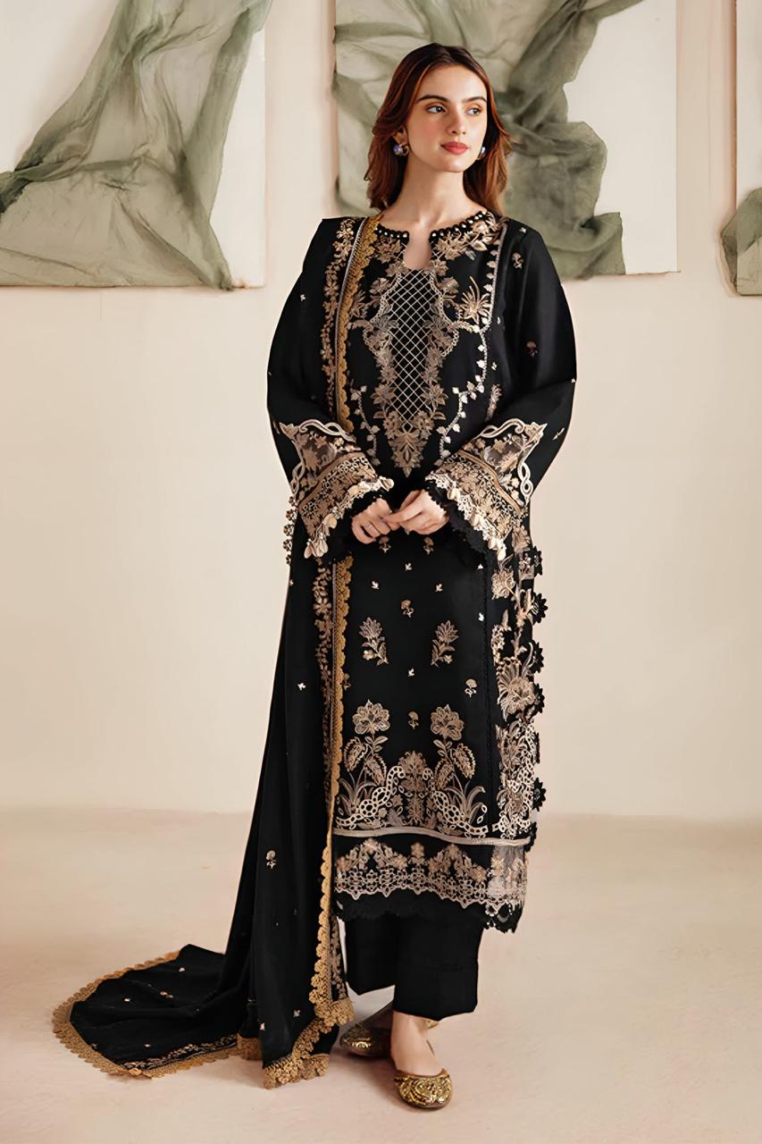 FLORENT - 3PC DHANAK EMBROIDERED UNSTITCHED DRESS - 220
