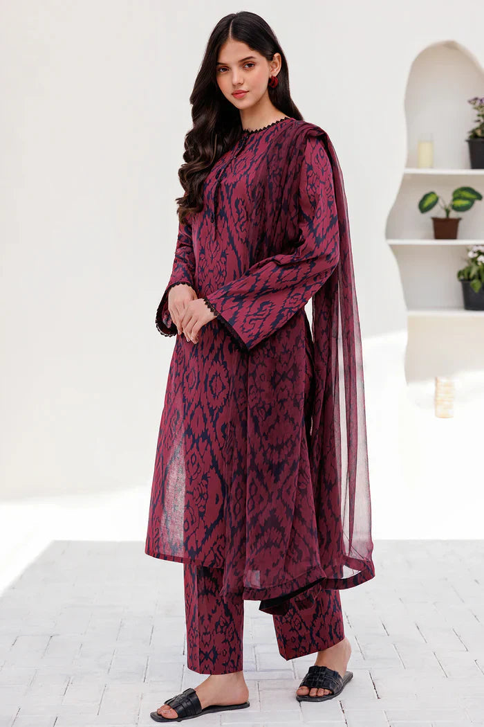 KARANDI 3PC PRINTED SHIRT WITH KARANDI PRINTED DUAPTTA AND TROUSER-V256