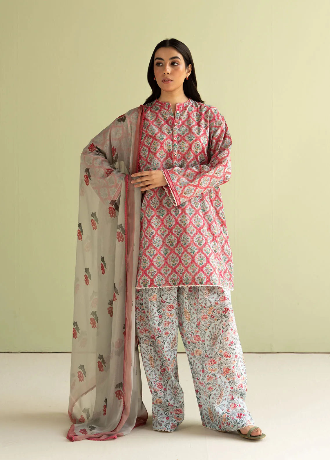 3Pc Digital Printed Lawn Shirt with Printed Dupatta CO 494