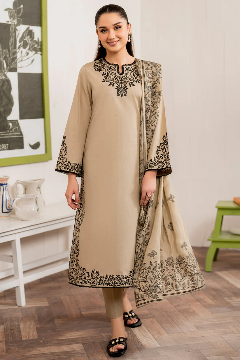 FLORENT - 3PC DHANAK EMBROIDERED UNSTITCHED DRESS - 221