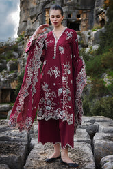 3PC LAWN EMBROIDERED SHIRT WITH MONARK EMBROIDERED DUAPATTA AND TROUSER-ADR-3715