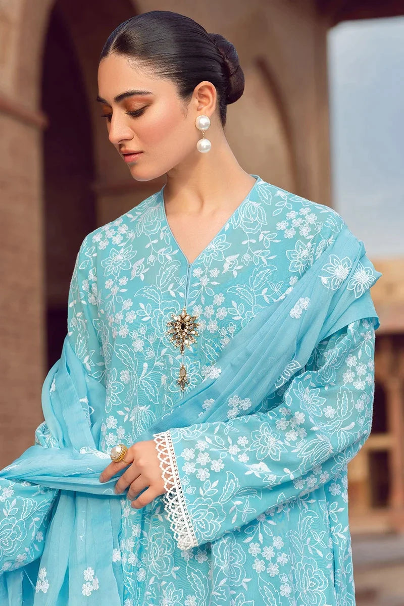 3 Piece Embroidered Lawn Shirt with Embroidered Chiffon dupatta BR08