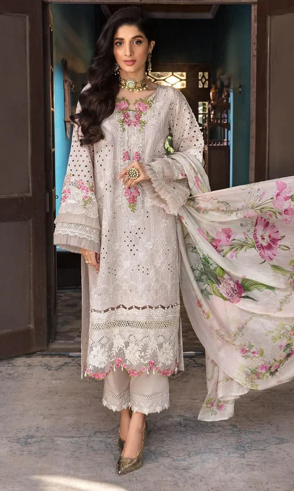 3 piece Embroidered Lawn Shirt with Digital Printed Poly Lawn Dupatta EL 12